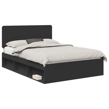 Bed Frame with Headboard Black 150 x 200 cm Solid Pine Wood