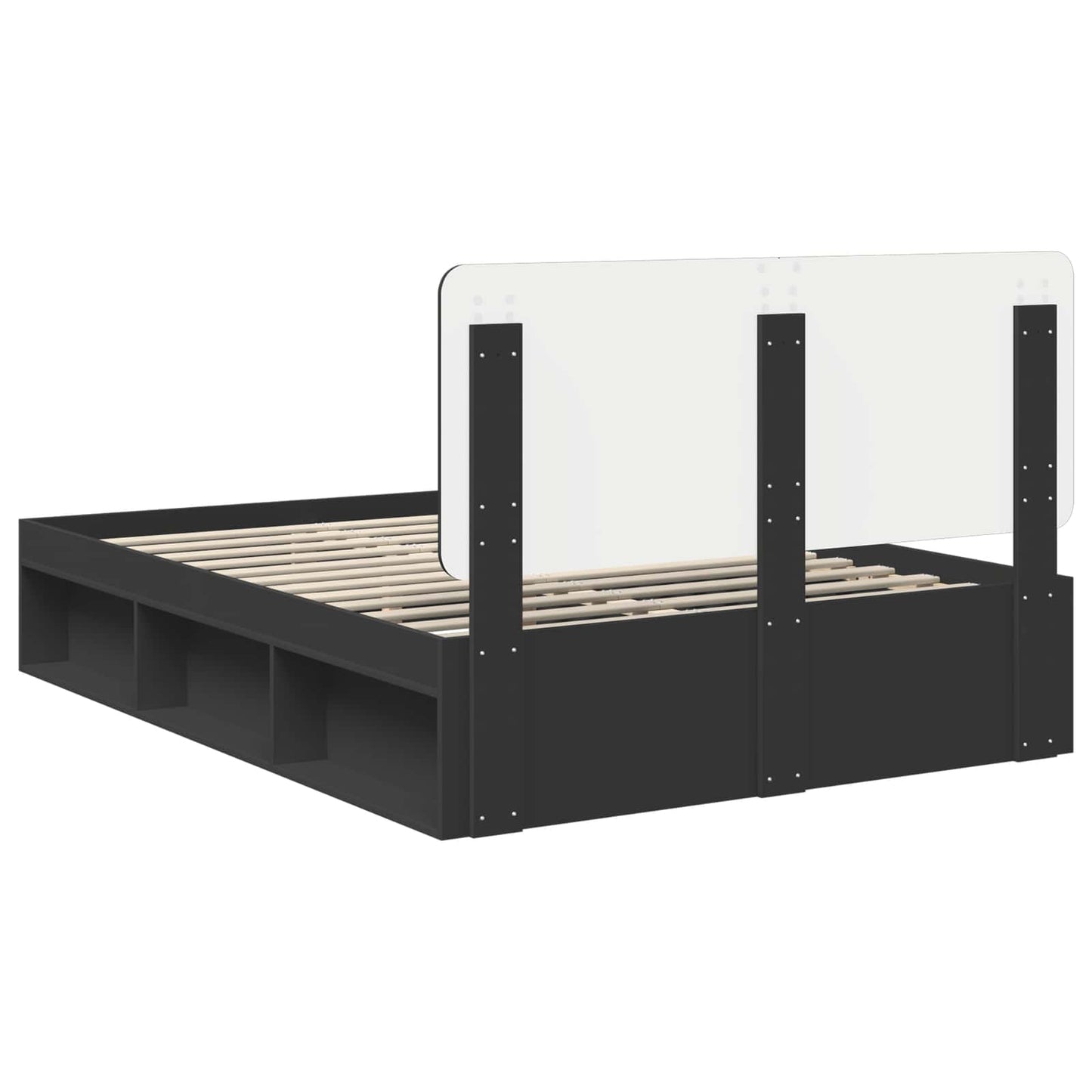 Bed Frame with Headboard Black 150 x 200 cm Solid Pine Wood