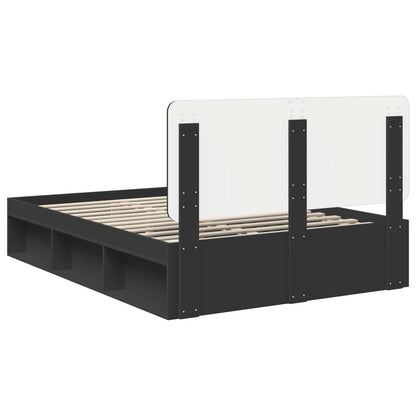 Bed Frame with Headboard Black 150 x 200 cm Solid Pine Wood