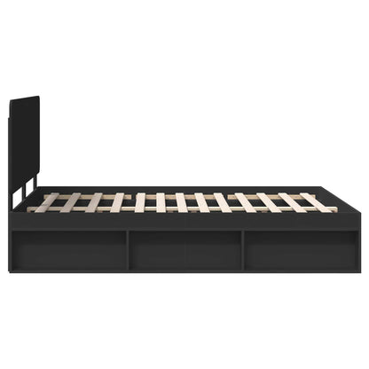Bed Frame with Headboard Black 150 x 200 cm Solid Pine Wood