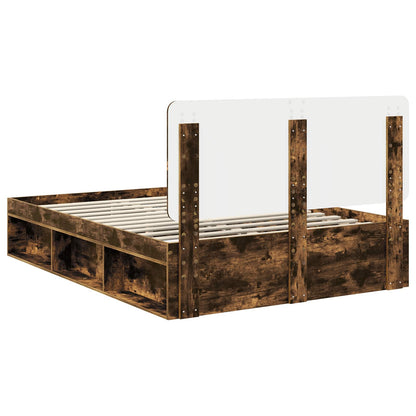 Bed Frame Smoked Oak 150 x 200 cm Solid Pine Wood