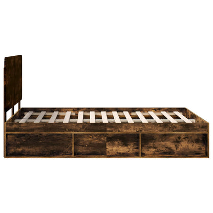 Bed Frame Smoked Oak 150 x 200 cm Solid Pine Wood