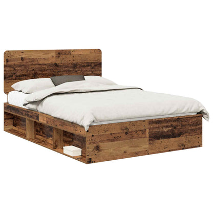 Bed Frame with Headboard Old Wood 150 x 200 cm Solid Pine Wood