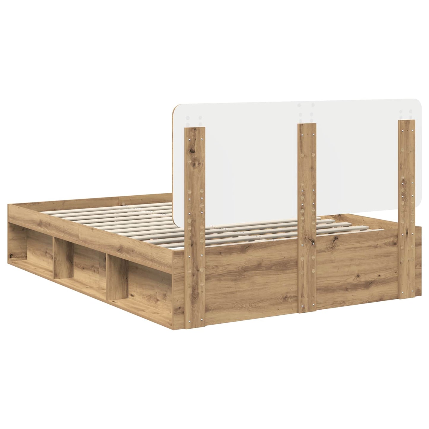 Bed Frame Artisian Oak 150 x 200 cm Solid Pine Wood