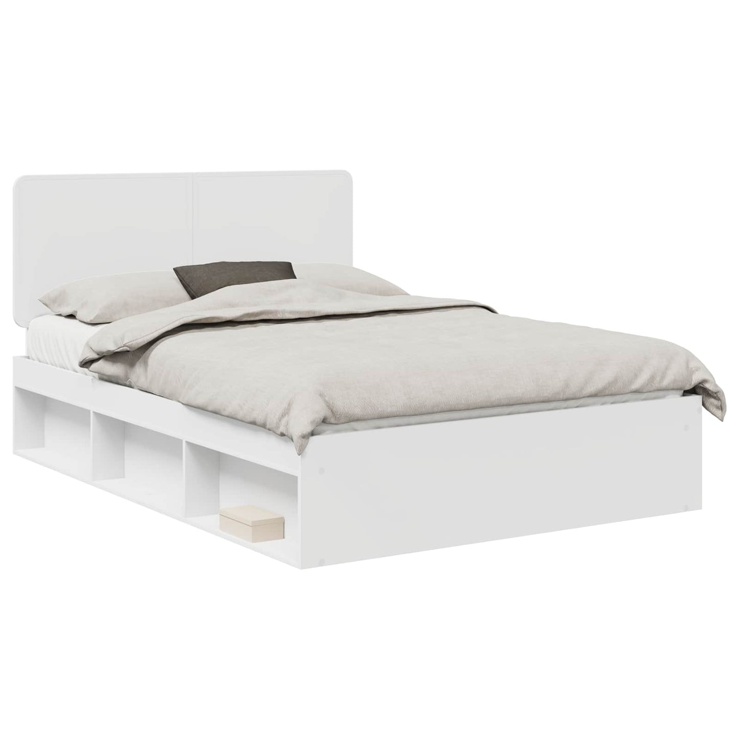 Bed Frame with Headboard White 140 x 200 cm Solid Pine Wood