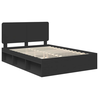 Bed Frame with Headboard Black 140 x 200 cm Solid Pine Wood
