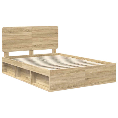 Bed Frame with Headboard Sonoma 140 x 200 cm Solid Pine Wood
