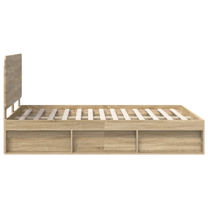 Bed Frame with Headboard Sonoma 140 x 200 cm Solid Pine Wood
