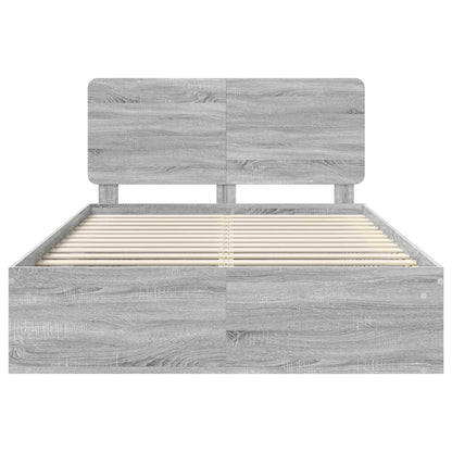 Bed Frame Grey Sonoma 140 x 200 cm Solid Pine Wood