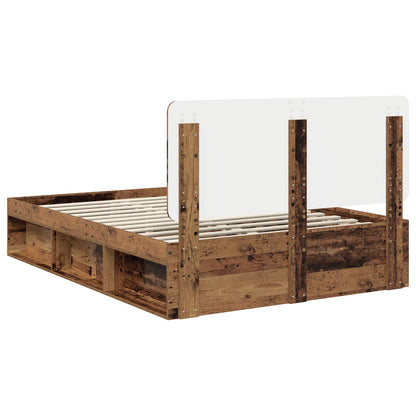 Bed Frame with Headboard Old Wood 140 x 190 cm Solid Pine Wood