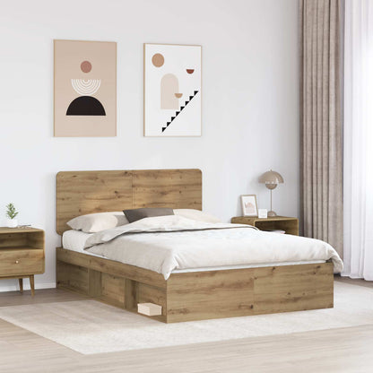 Bed Frame Artisian Oak 140 x 190 cm Solid Pine Wood