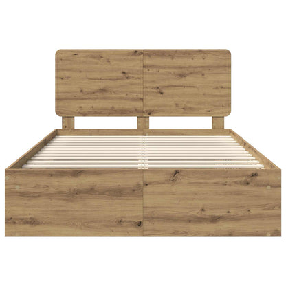 Bed Frame Artisian Oak 140 x 190 cm Solid Pine Wood