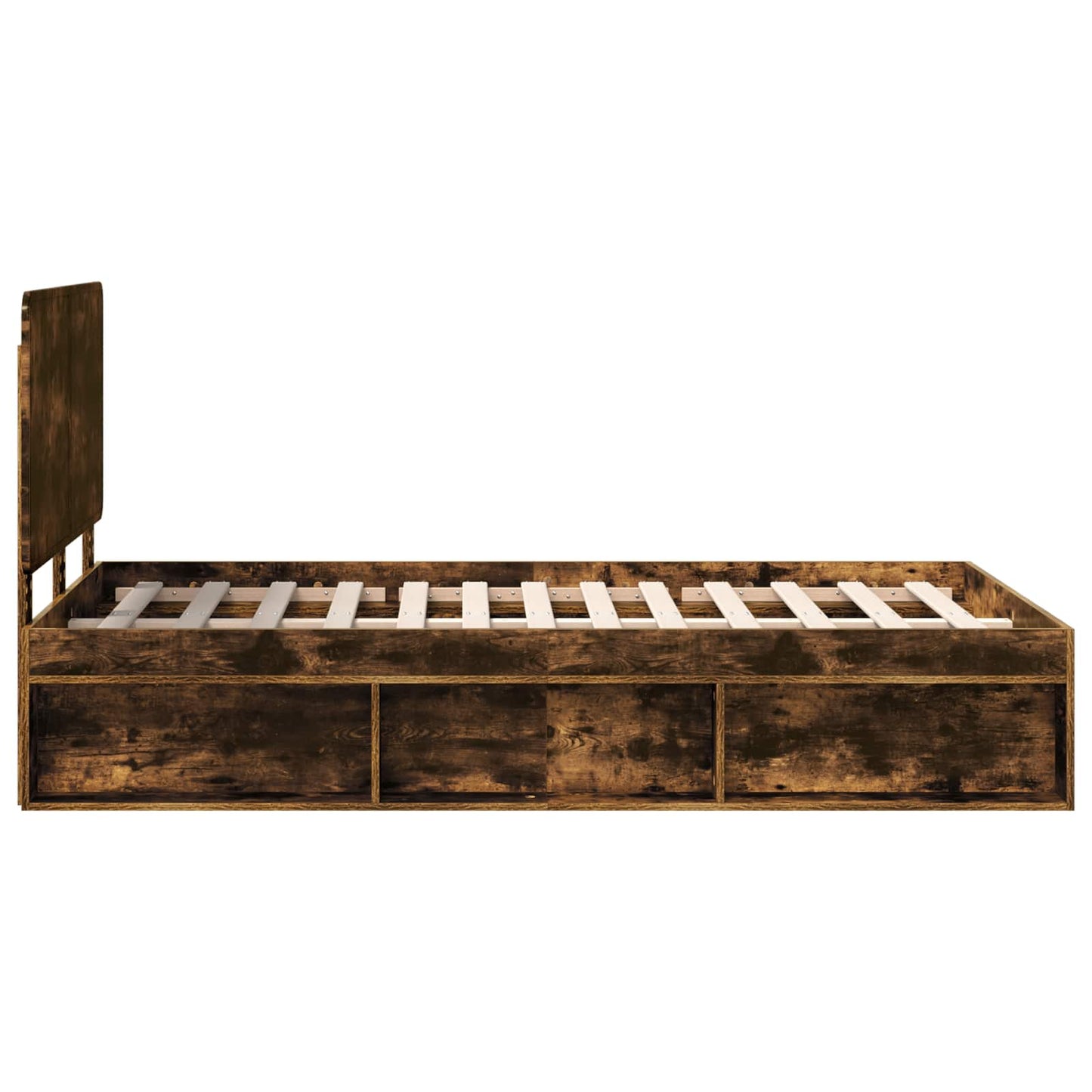 Bed Frame Smoked Oak 135 x 190 cm Solid Pine Wood