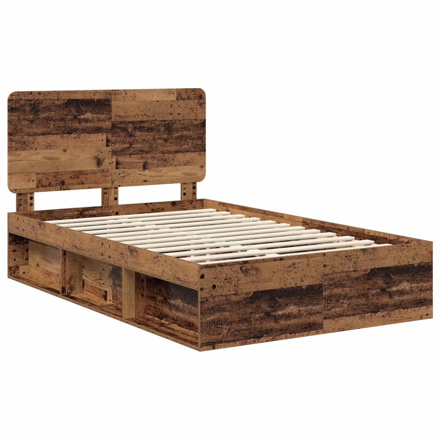 Bed Frame with Headboard Old Wood 135 x 190 cm Solid Pine Wood