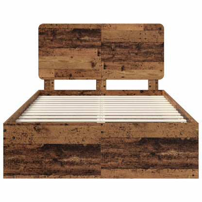 Bed Frame with Headboard Old Wood 135 x 190 cm Solid Pine Wood