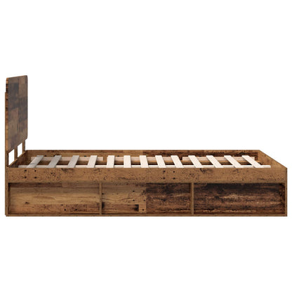 Bed Frame with Headboard Old Wood 135 x 190 cm Solid Pine Wood