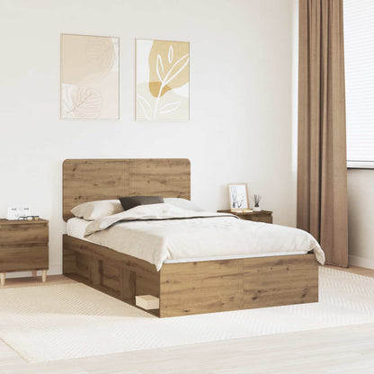 Bed Frame Artisian Oak 135 x 190 cm Solid Pine Wood