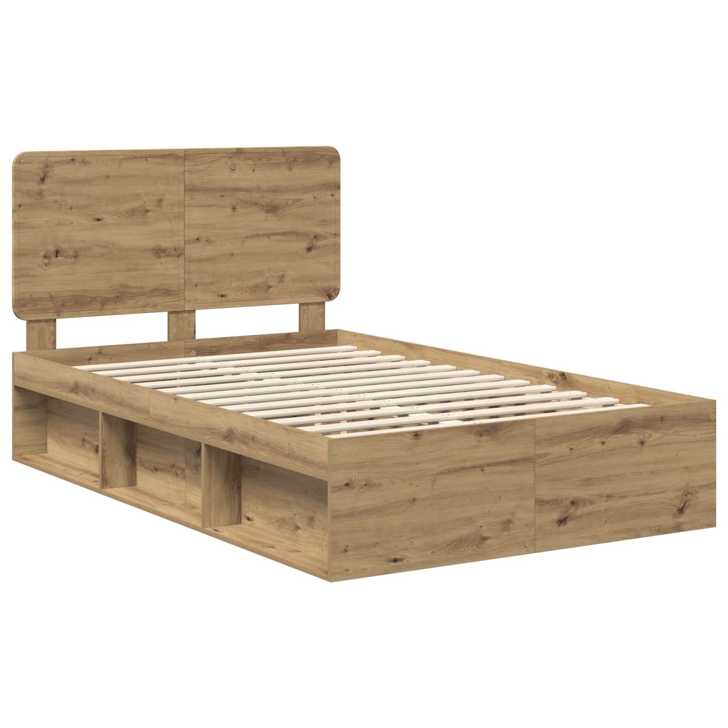 Bed Frame Artisian Oak 135 x 190 cm Solid Pine Wood