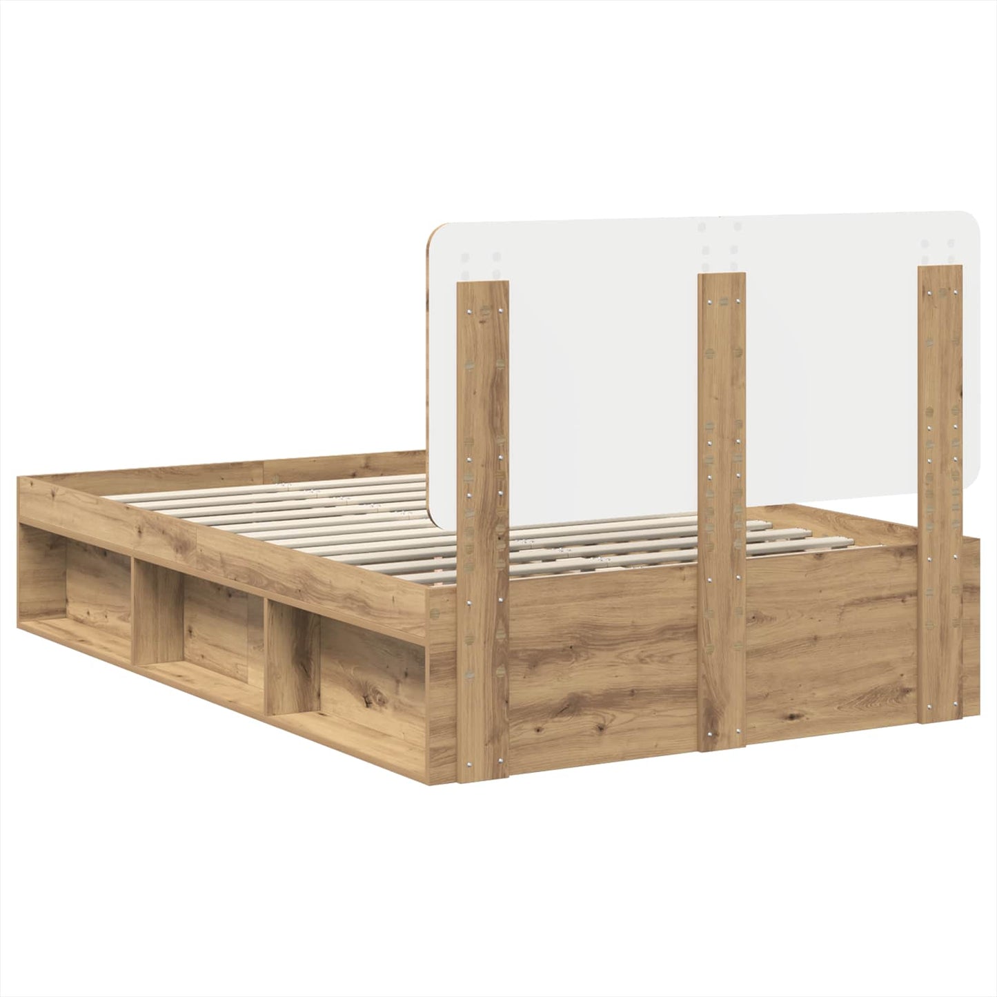 Bed Frame Artisian Oak 135 x 190 cm Solid Pine Wood