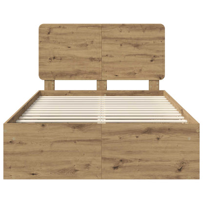 Bed Frame Artisian Oak 135 x 190 cm Solid Pine Wood