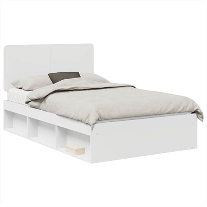 Bed Frame with Headboard White 120 x 200 cm Solid Pine Wood