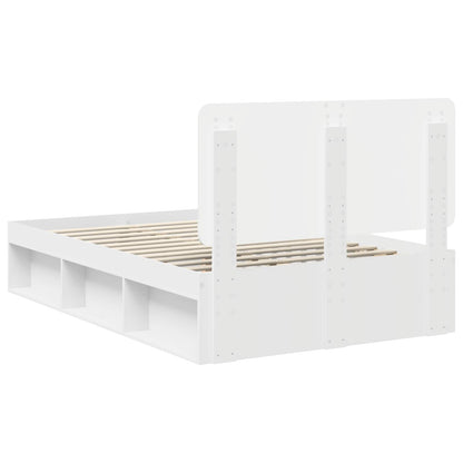 Bed Frame with Headboard White 120 x 200 cm Solid Pine Wood