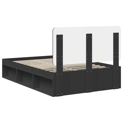 Bed Frame with Headboard Black 120 x 200 cm Solid Pine Wood
