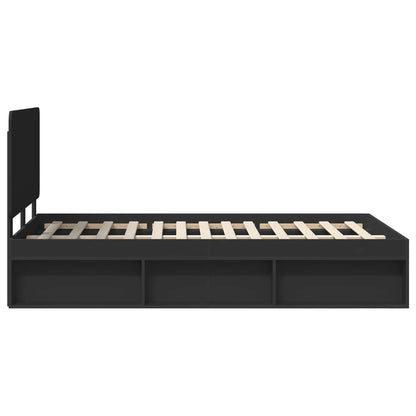 Bed Frame with Headboard Black 120 x 200 cm Solid Pine Wood