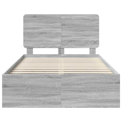 Bed Frame Grey Sonoma 120 x 200 cm Solid Pine Wood