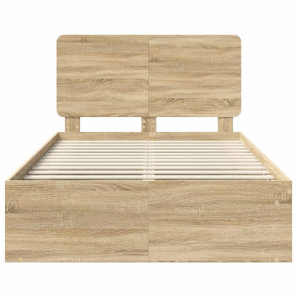 Bed Frame with Headboard Sonoma 120 x 190 cm Solid Pine Wood
