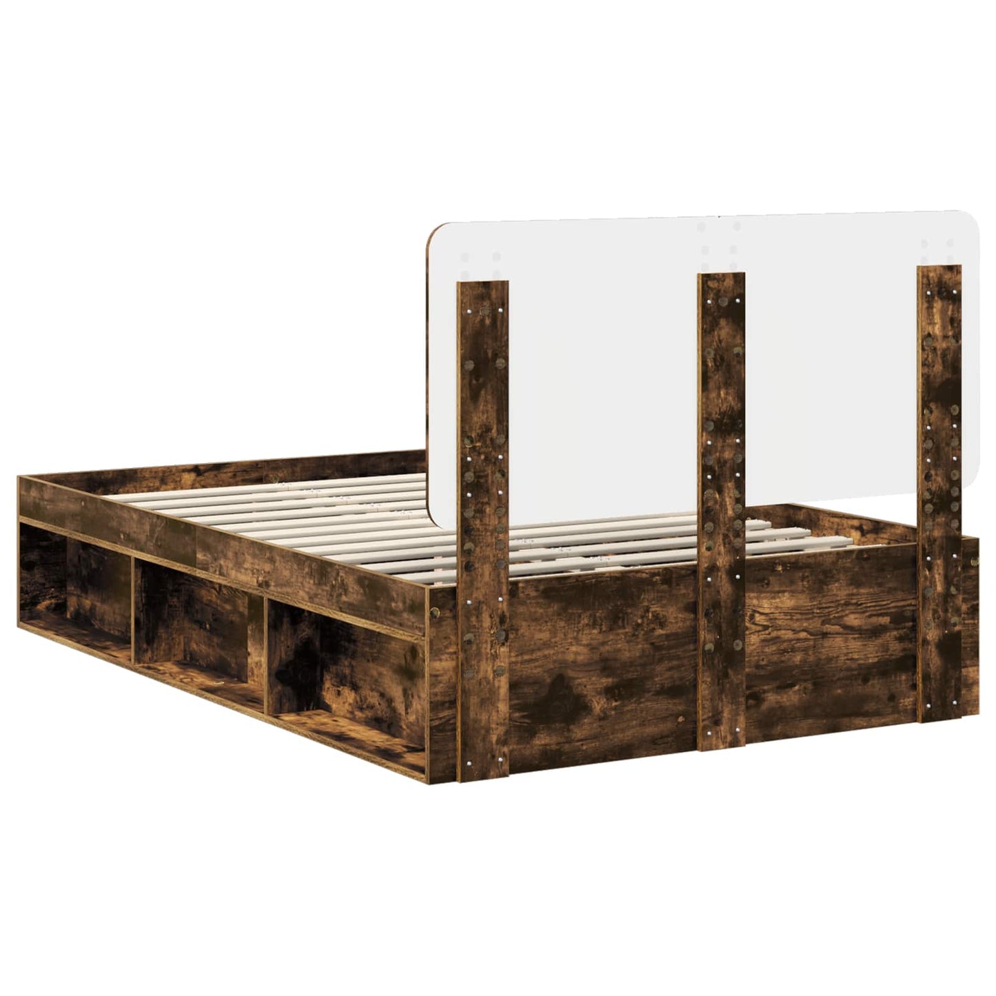 Bed Frame Smoked Oak 120 x 190 cm Solid Pine Wood