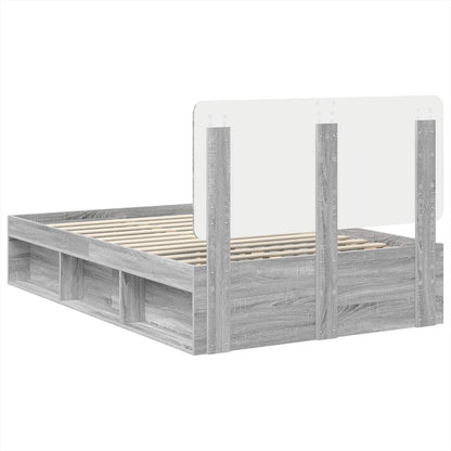 Bed Frame Grey Sonoma 120 x 190 cm Solid Pine Wood