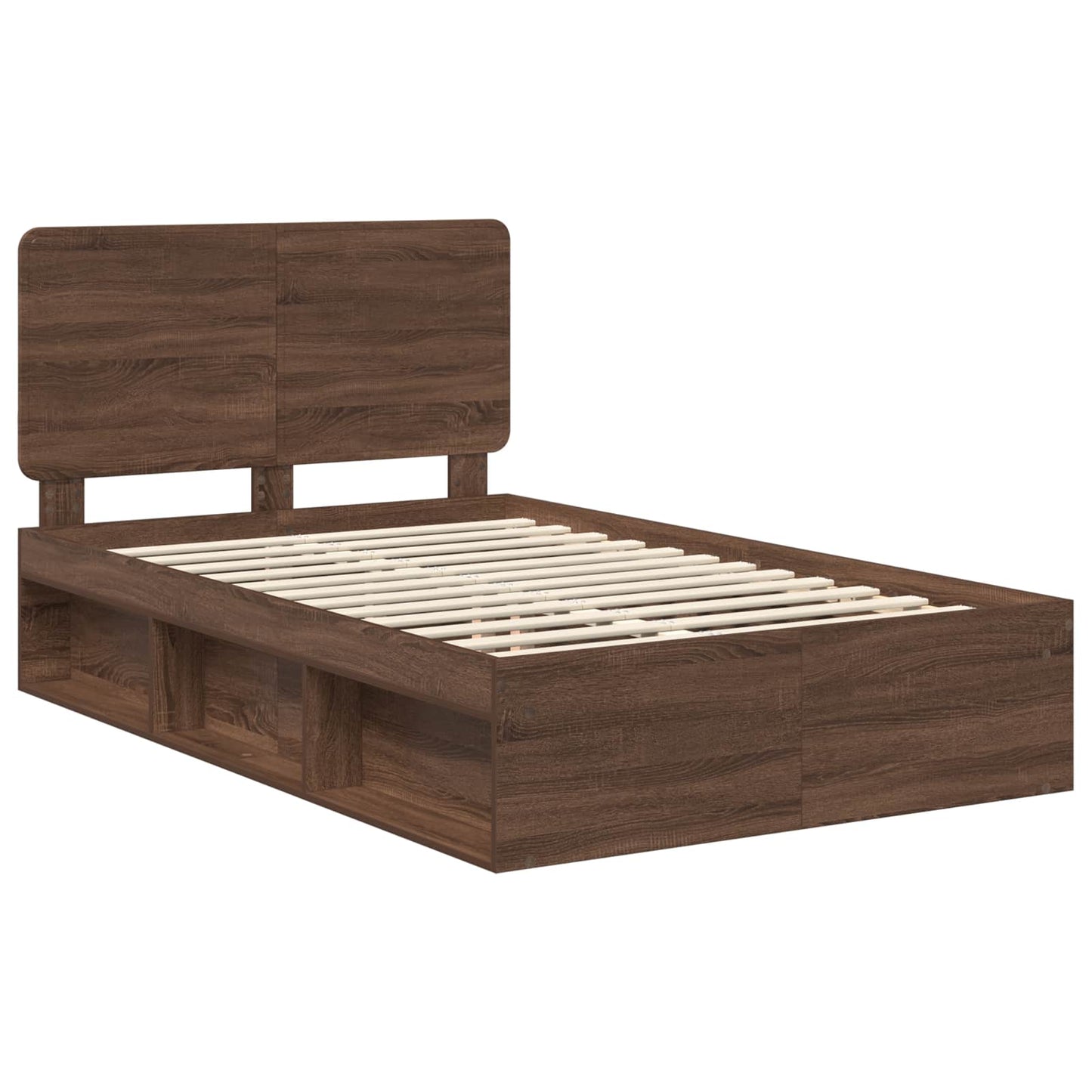Bed Frame with Headboard Brown Oak 120 x 190 cm Solid Pine Wood