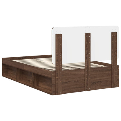 Bed Frame with Headboard Brown Oak 120 x 190 cm Solid Pine Wood