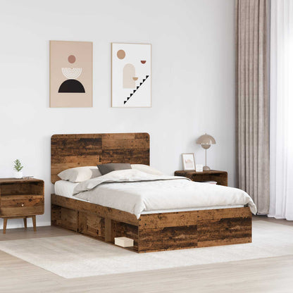 Bed Frame with Headboard Old Wood 120 x 190 cm Solid Pine Wood