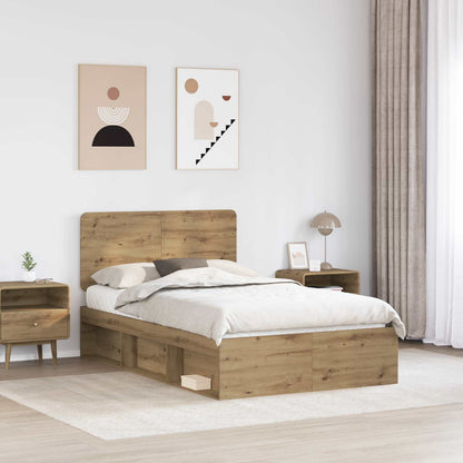 Bed Frame Artisian Oak 120 x 190 cm Solid Pine Wood