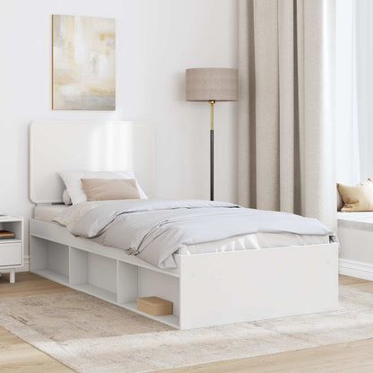 Bed Frame with Headboard White 100 x 200 cm Solid Pine Wood