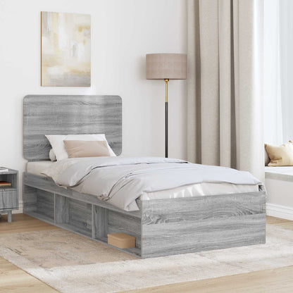 Bed Frame Grey Sonoma 100 x 200 cm Solid Pine Wood