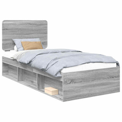 Bed Frame Grey Sonoma 100 x 200 cm Solid Pine Wood