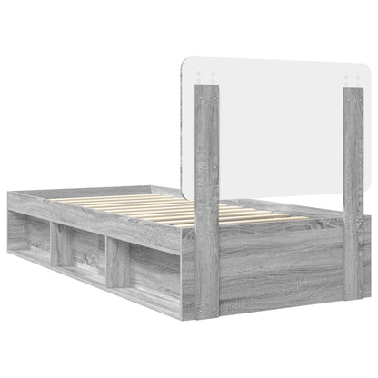 Bed Frame Grey Sonoma 100 x 200 cm Solid Pine Wood