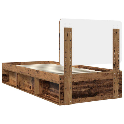 Bed Frame with Headboard Old Wood 100 x 200 cm Solid Pine Wood