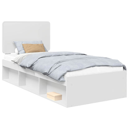 Bed Frame with Headboard White 90 x 200 cm Solid Pine Wood