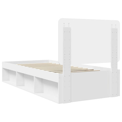 Bed Frame with Headboard White 90 x 200 cm Solid Pine Wood