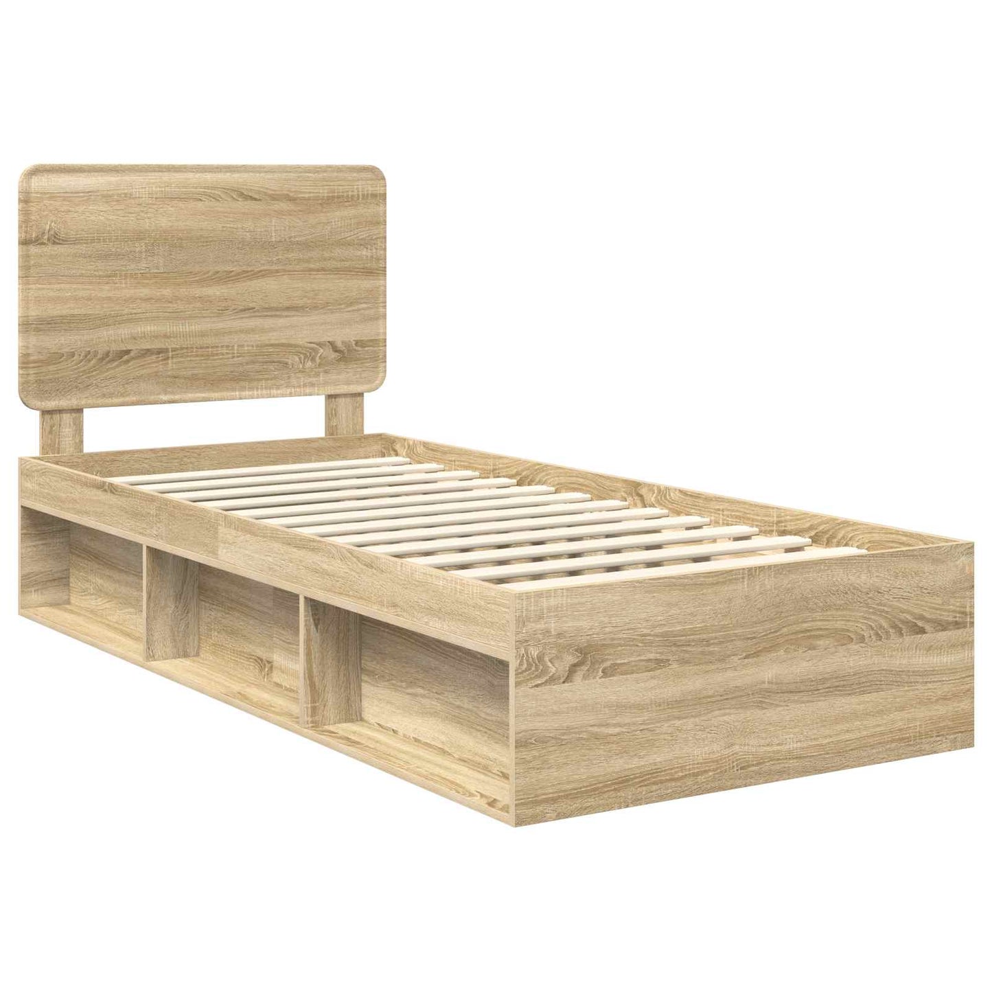 Bed Frame with Headboard Sonoma Oak 90 x 200 cm Solid Pine Wood
