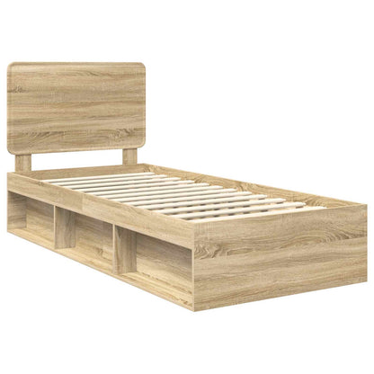 Bed Frame with Headboard Sonoma Oak 90 x 200 cm Solid Pine Wood