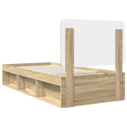 Bed Frame with Headboard Sonoma Oak 90 x 200 cm Solid Pine Wood