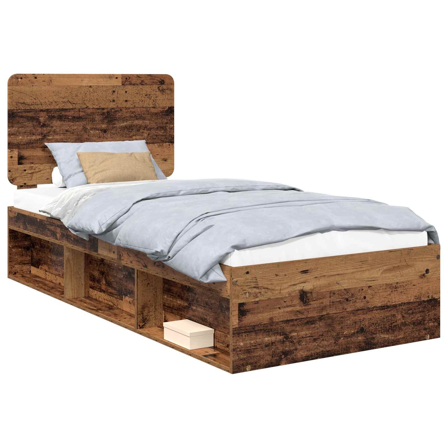 Bed Frame with Headboard Old Wood 90 x 200 cm Solid Pine Wood