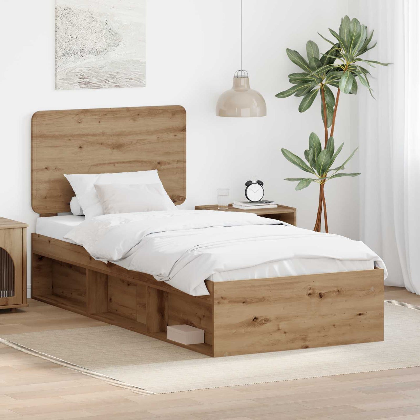 Bed Frame Artisian Oak 90 x 200 cm Solid Pine Wood