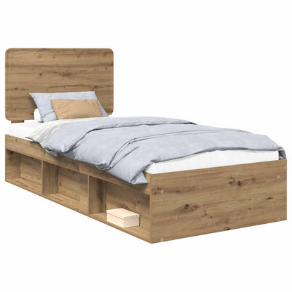 Bed Frame Artisian Oak 90 x 200 cm Solid Pine Wood