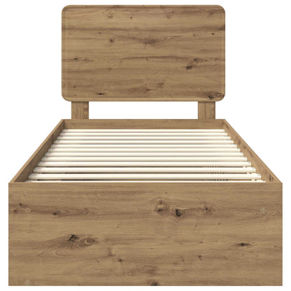 Bed Frame Artisian Oak 90 x 200 cm Solid Pine Wood